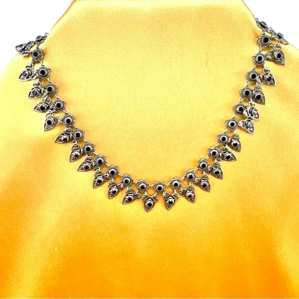 💖 Kenny Ma Silver Choker with Black Onyx, Size 16 inch - Picture 4 of 12